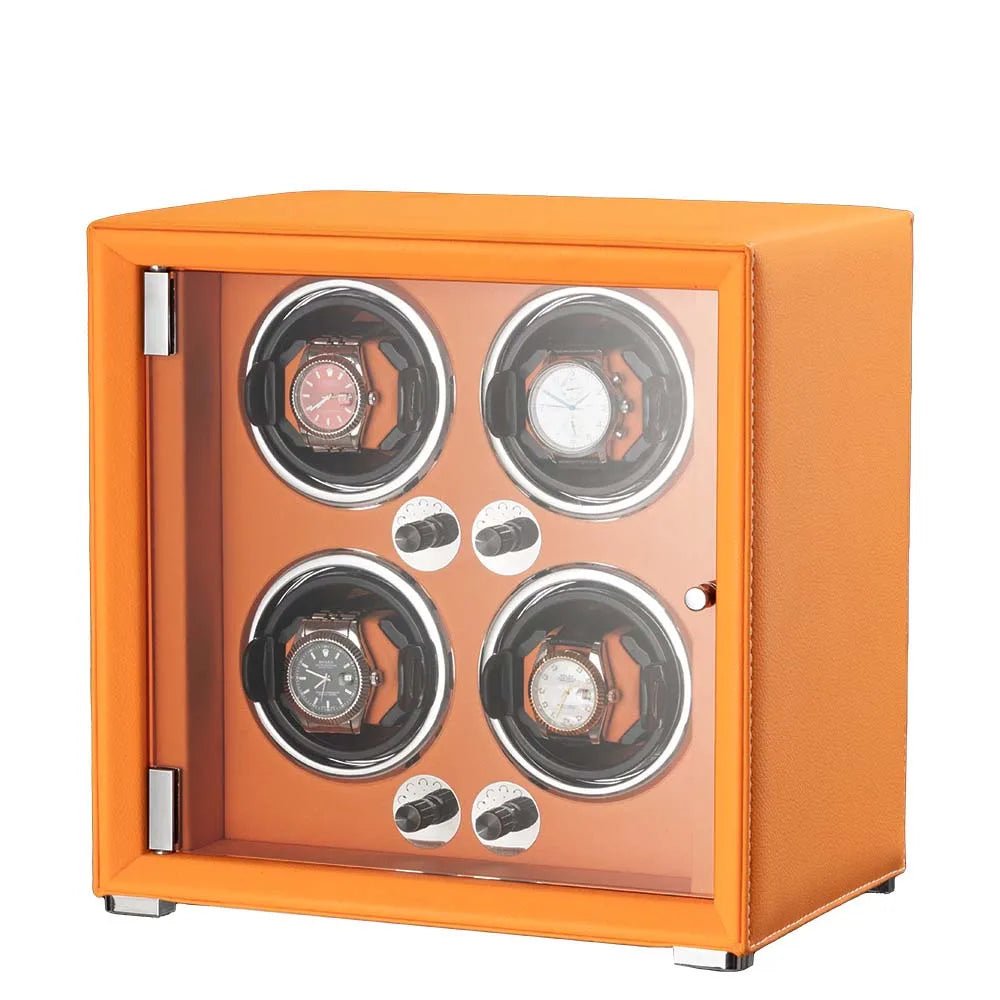 WatchMatic Lustro Leather Watch Winder orange 4slots - WatchMatic