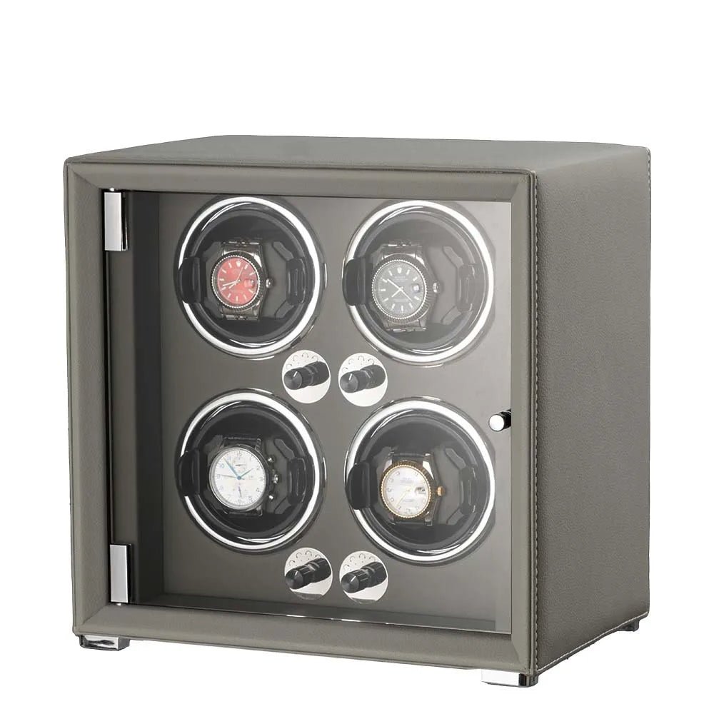 WatchMatic Lustro Leather Watch Winder grey 4slots - WatchMatic
