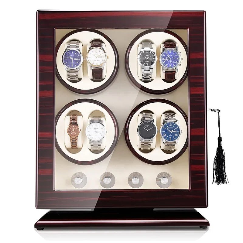WatchMatic Magnor Watch Winder Ebony White Leather - WatchMatic
